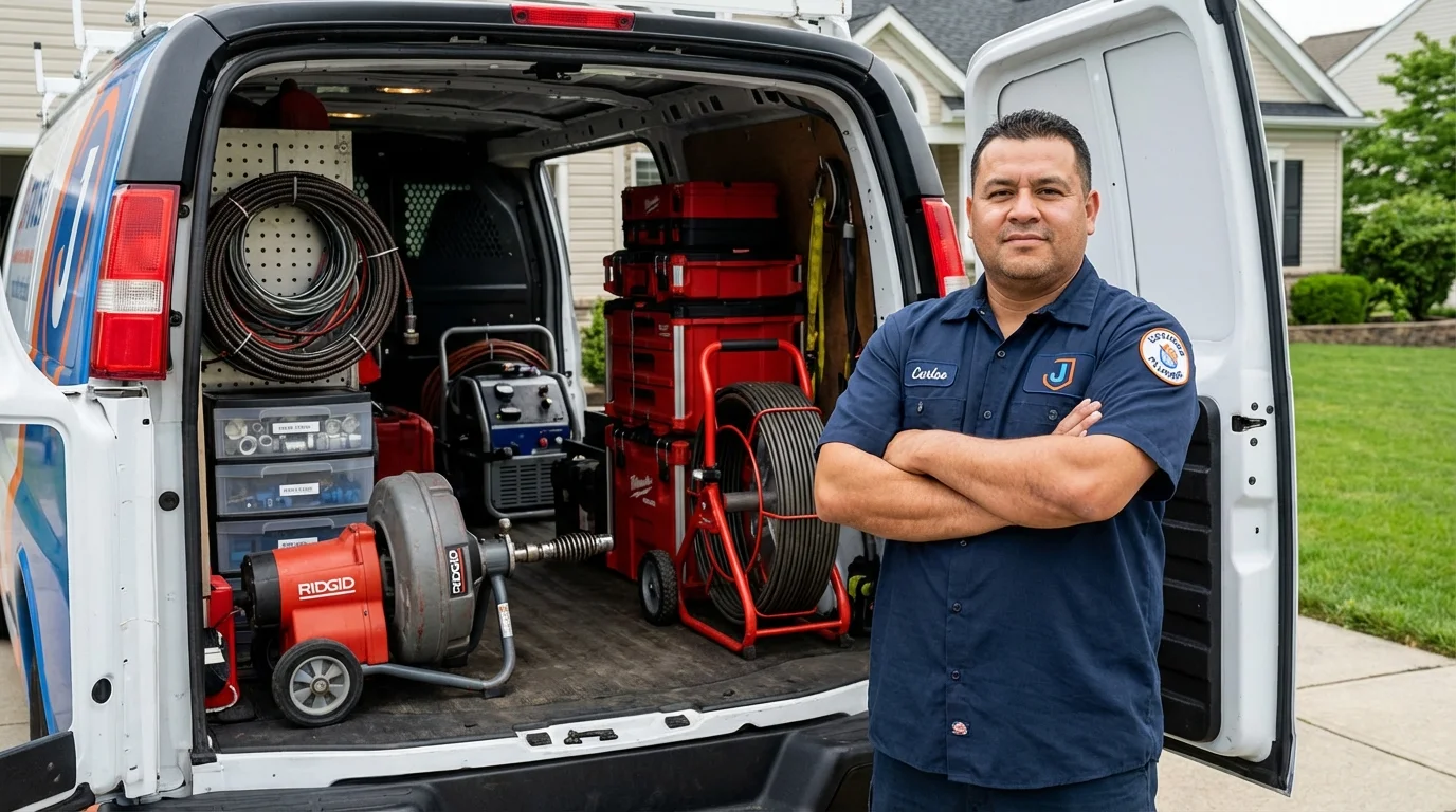 Professional drain cleaning equipment and Johns Plumbing LLC plumber in Shawnee