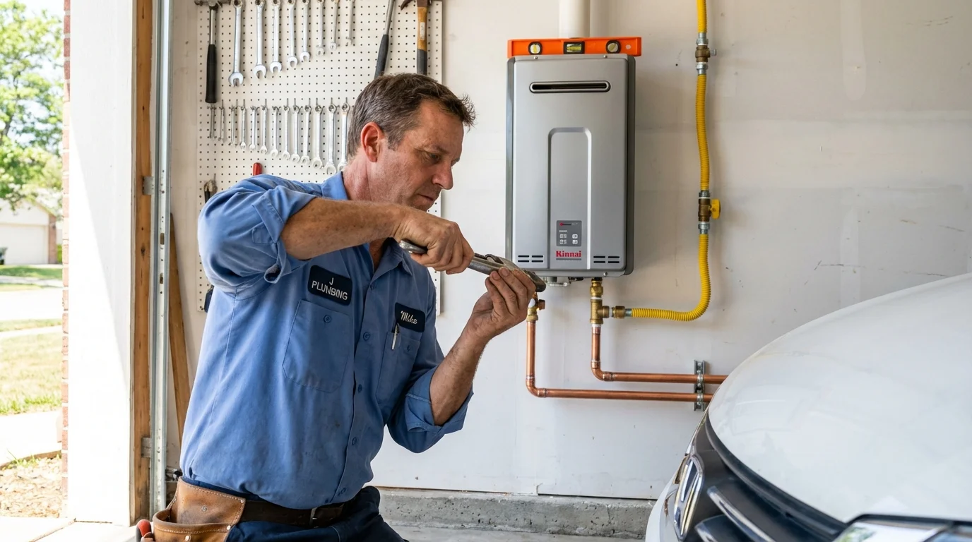 Tankless water heater installation by a Johns Plumbing LLC plumber in Shawnee